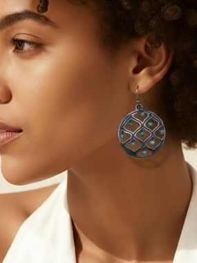 RETIRED Silpada Sterling Silver & Turquoise Lattice Earrings